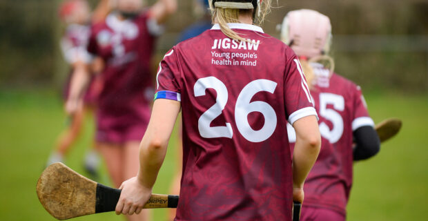 Galway Camogie Jersey Displaying Jigsaw Logo, A Mental Health Charity